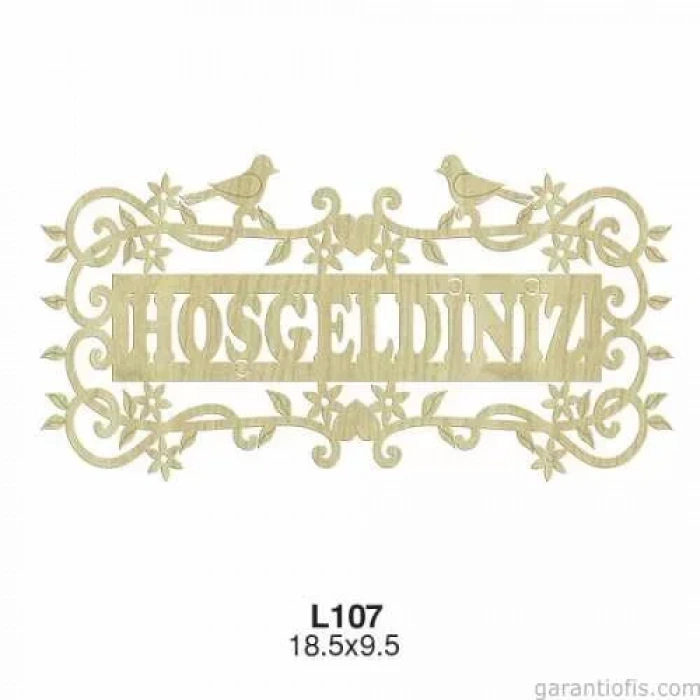 Hobi-Art L 107 Lazer Kesim Kuş Desenli Hoşgeldiniz Yazılı Süs
