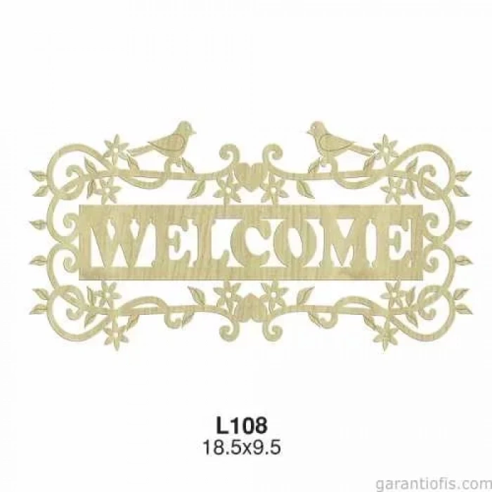 Hobi-Art L 108 Lazer Kesim Kuş Desenli Welcome Yazılı Süs