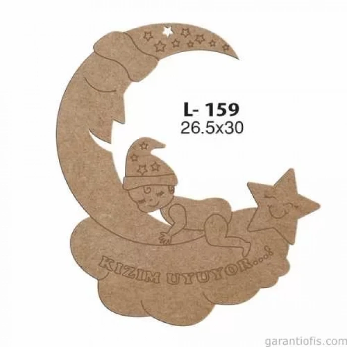 Hobi-art L 159 Lazer Kesim Aydedeli Kızım Uyuyor Kapı Süsü Ahşap Obje