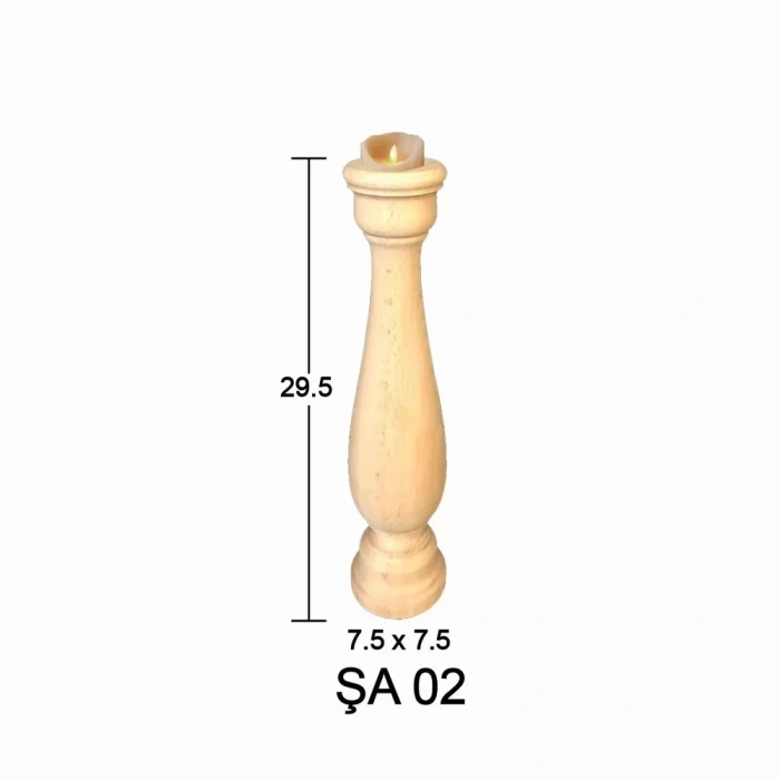 Hobi-art Şa 02  Ahşap Masa Üstü Şamdan