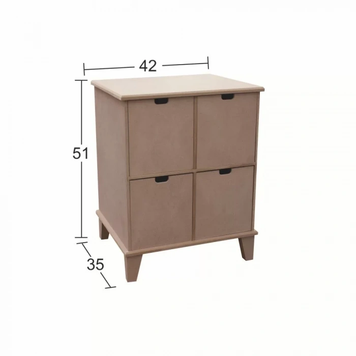 Hobi-art Sm 19 Boyanabilir Ahşap 4 Çekmeceli Komodin