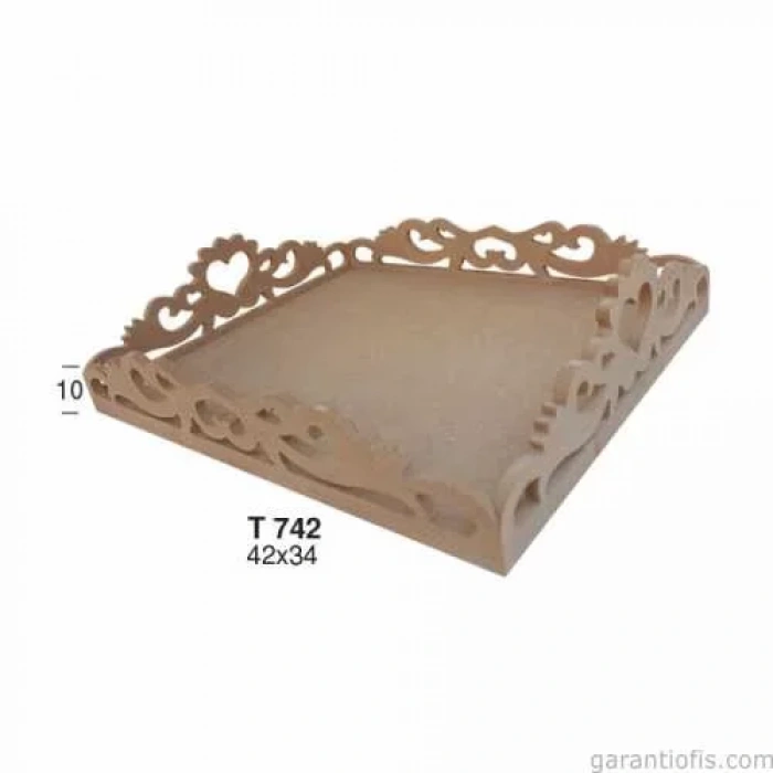 Hobi-Art T 742 Ahşap Kenar Desenli Tepsi