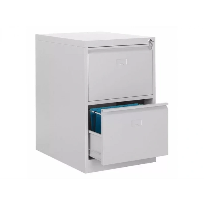 İki Çekmeceli Metal Kartoteks Askılı Dosya Dolabı Gri Renk