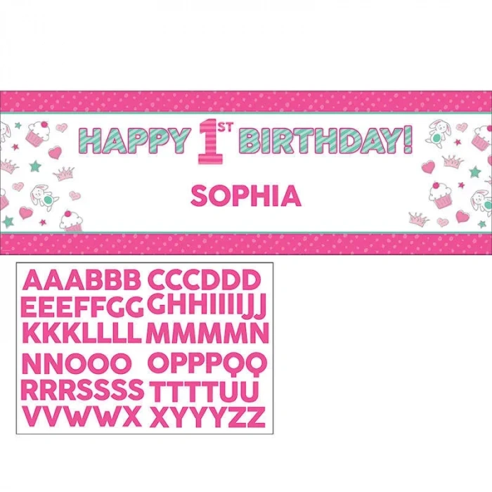 İlk Yaş Partim Kız Harf Stickerlı Dev Afiş