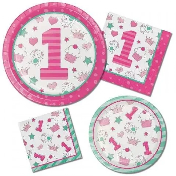 İlk Yaş Partim Pembe 1 Yaş Eko Parti Seti 16 Kişilik