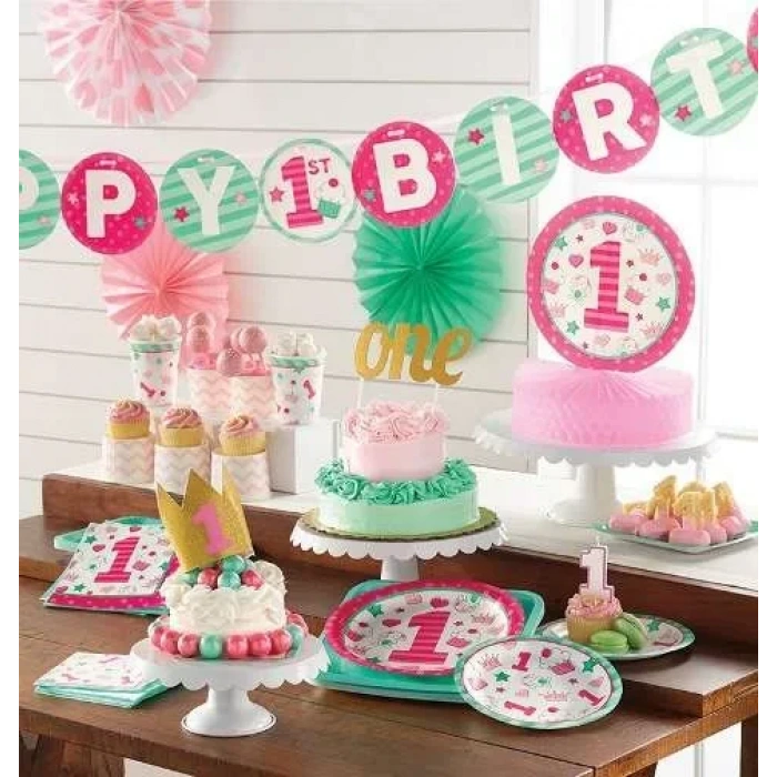 İlk Yaş Partim Pembe 1 Yaş Süper Parti Seti 24 Kişilik