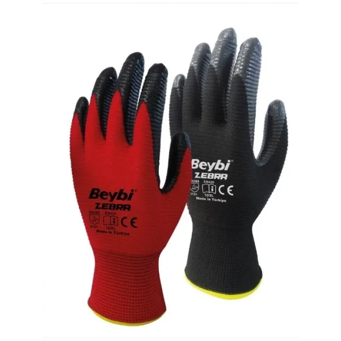 İş Eldiveni Nitril Kaplama Zebra ( 48 Çift )