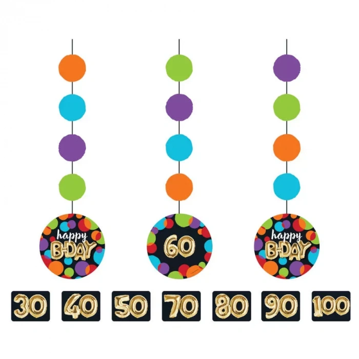 Işıltılı Balonlar Rakam Stickerlı 3 Lü Asma Süs