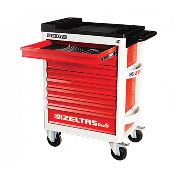 İzeltaş Pro Serisi Takım Dolabı Çekmeceli Kırmızı Dolu 206 Parça
