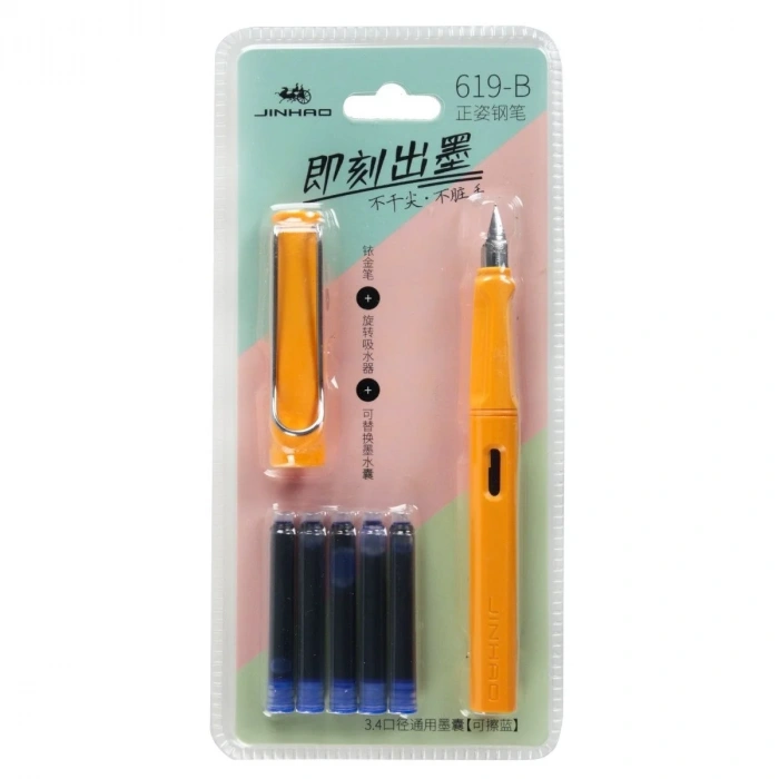 Jinhao Dolma Kalem Seti 6 Parça Extra Fine Turuncu