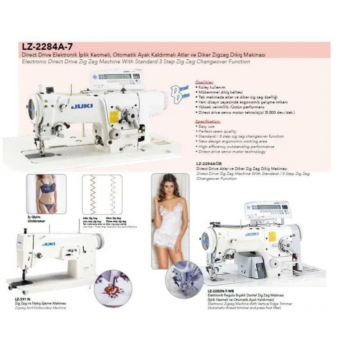 Juki LZ-2282N-7WB/AK83 Elektronik Regula Bıçaklı Dantel Zikzak Makinası