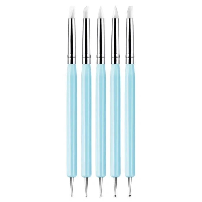 Kabartma Kalemi + Silikon Uçlu Fırça Seti Çift Yönlü 5li