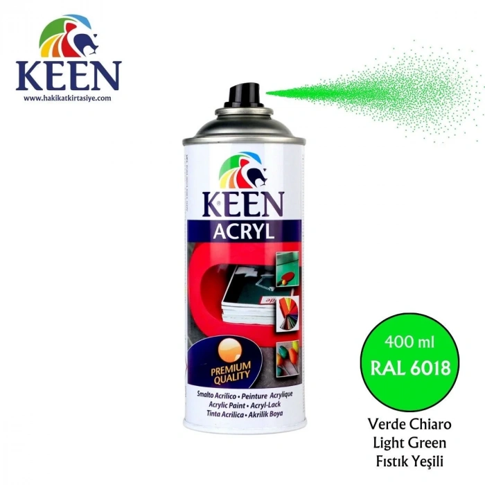 Keen Akrilik Sprey Boya 400ml RAL6018 Light Green