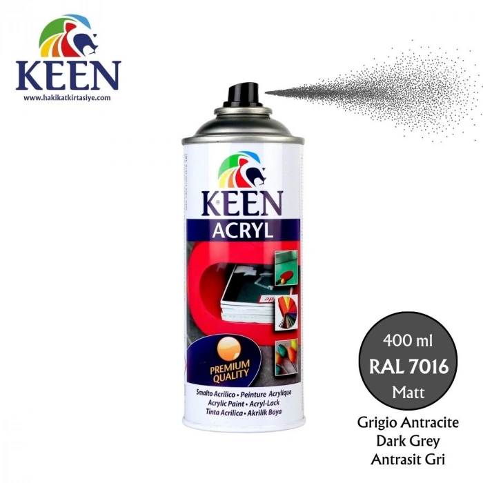 Keen Akrilik Sprey Boya 400ml RAL7016 Matt Anthracite