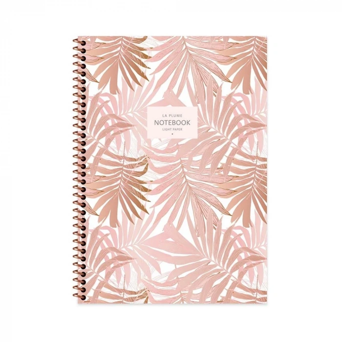 Keskin 16,5x22,5 Spiralli La Plume Leaves Karton Kapak 80 Yaprak Kareli Defter 385242-99