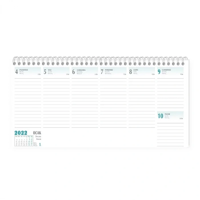 KESKİN TAKVİM AJ-66 16x34 HAFTALIK SPİRALLİ MASA TAKVİMİ