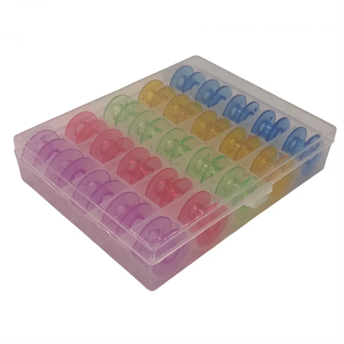 Kingstar Ev Tipi Aile Dikiş Makinesi 25li Şeffaf Masura Saklama Kutusu (25 Adet Masuralı)