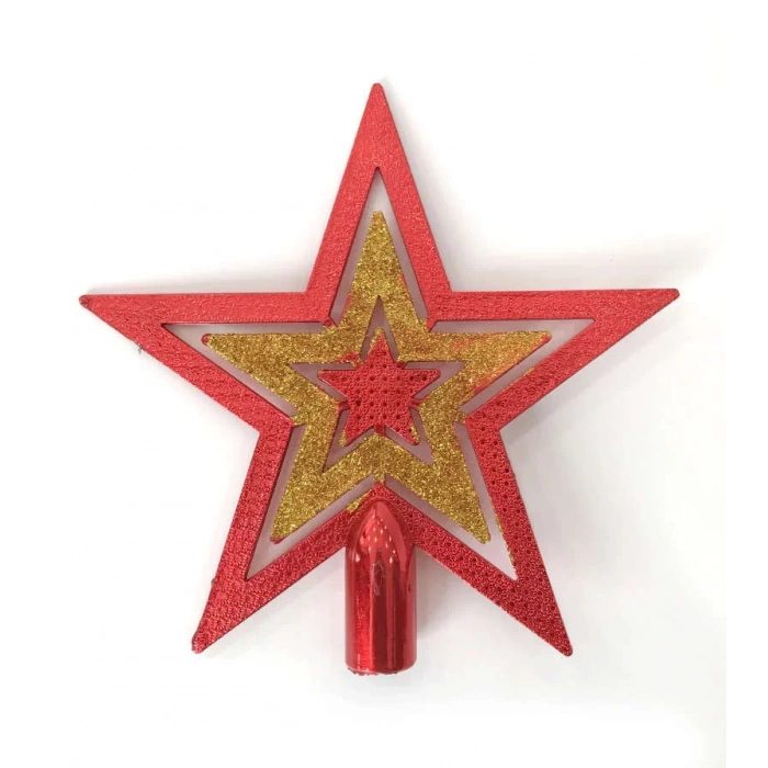 Kırmızı - Altın Yıldız Tepelik 20 Cm