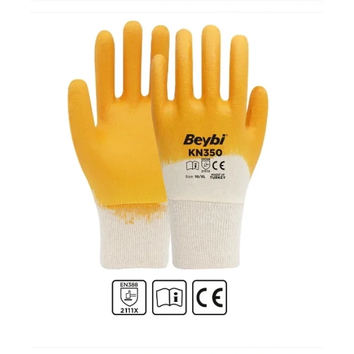 Kn-350 İş Eldiveni Nitril Kaplama Pamuk ( 12 Çift )