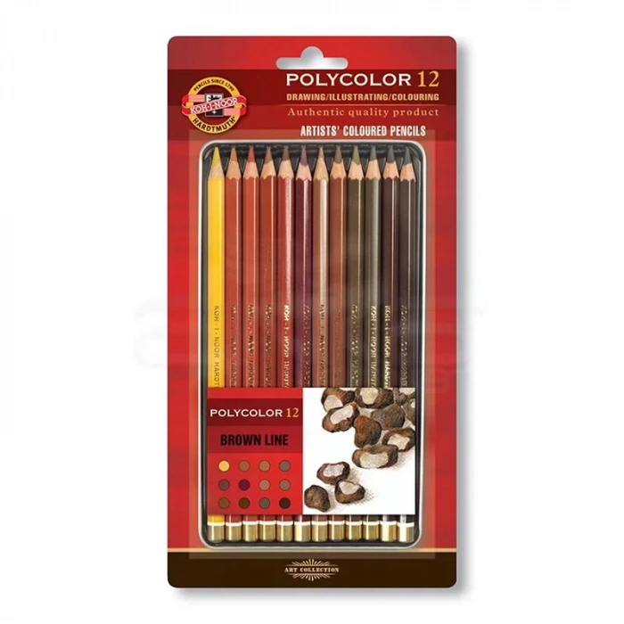 Koh-i-noor Polycolor Kuru Boya Kalemi 12li Set Kahve Tonlar 3822
