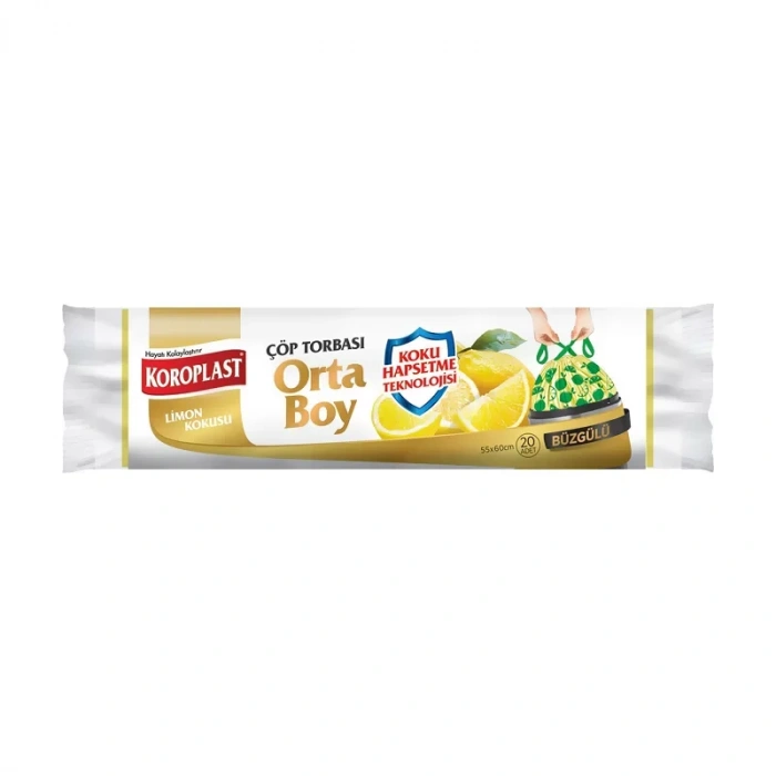 Koroplast Büzgülü Limonlu-lavantalı Orta Boy Çöp Torbası 55x60