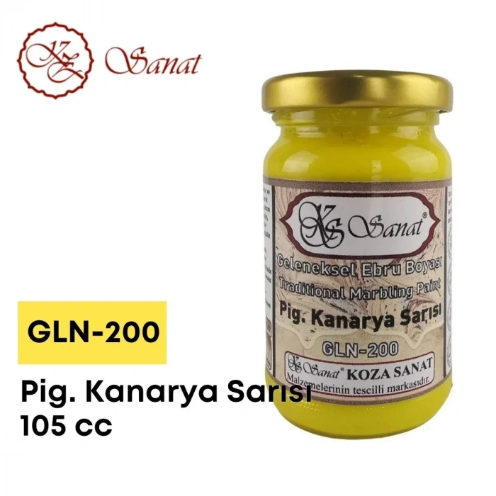 Koza Sanat Geleneksel Ebru Boyası 105cc GLN-200 Pigment Kanarya Sarısı