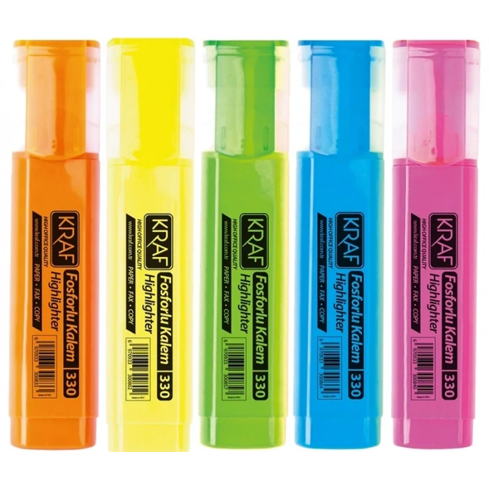 Kraf 330 Fosforlu İşaretleme Kalemi Seti 5 Renk