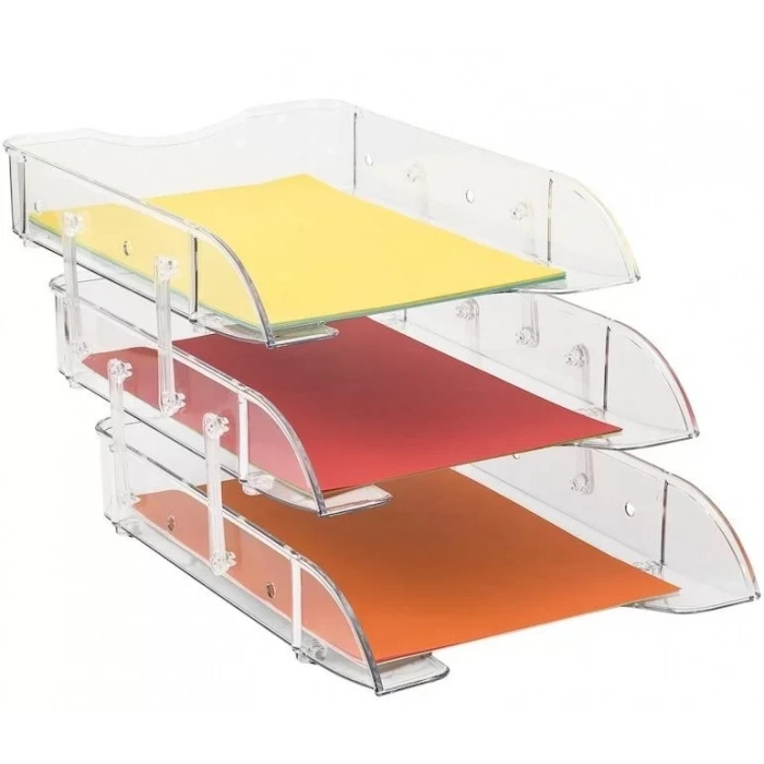 Kraf 829G Hareketli 3 lü Şeffaf Evrak Rafı