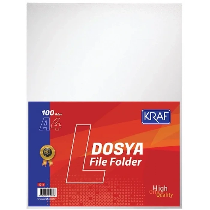 Kraf Deliksiz L Tipi Poşet Dosya A4 100lü Paket