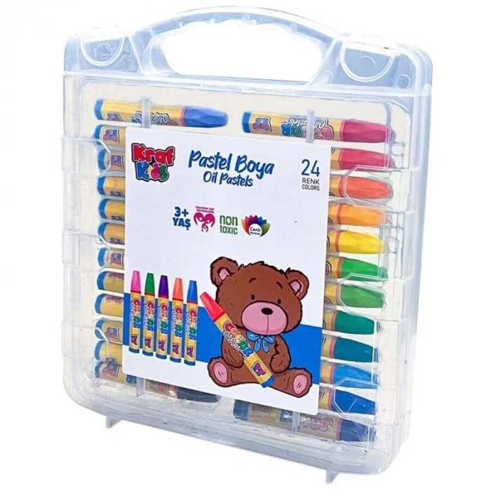 Kraf Kids Pastel Boya 24 Renk Plastik Çantalı