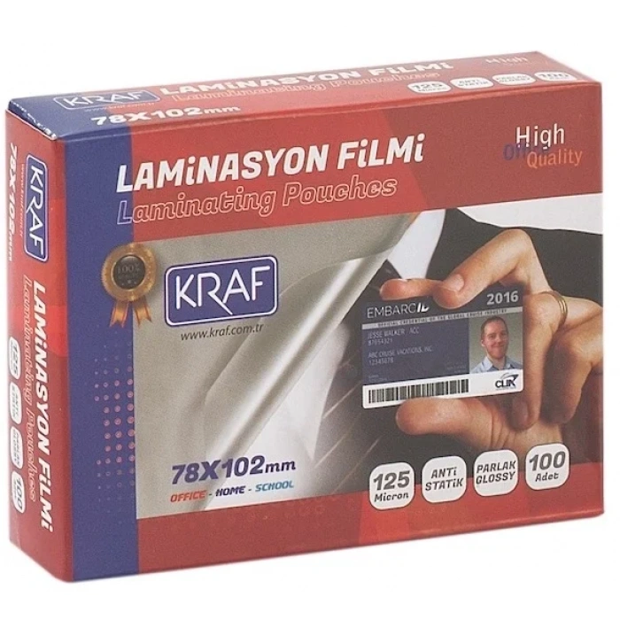 Kraf Laminasyon Filmi 78x102 mm 125 Micron 100lü