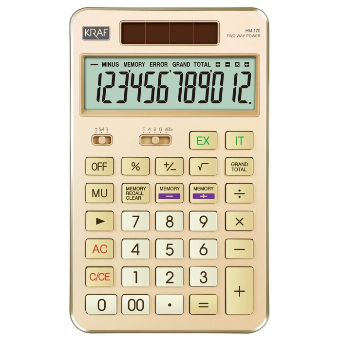 Kraf Masaüstü Hesap Makinesi 12 Hane GOLD