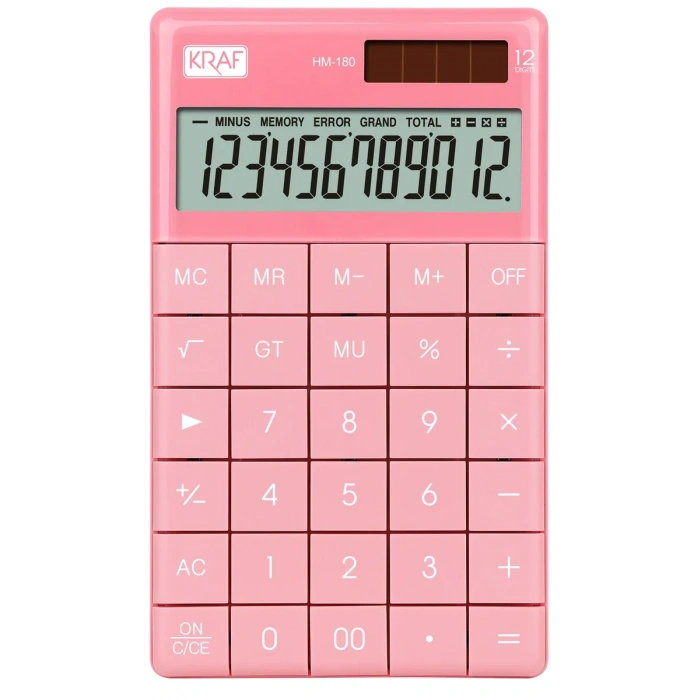 Kraf Masaüstü Hesap Makinesi 12 Hane PEMBE