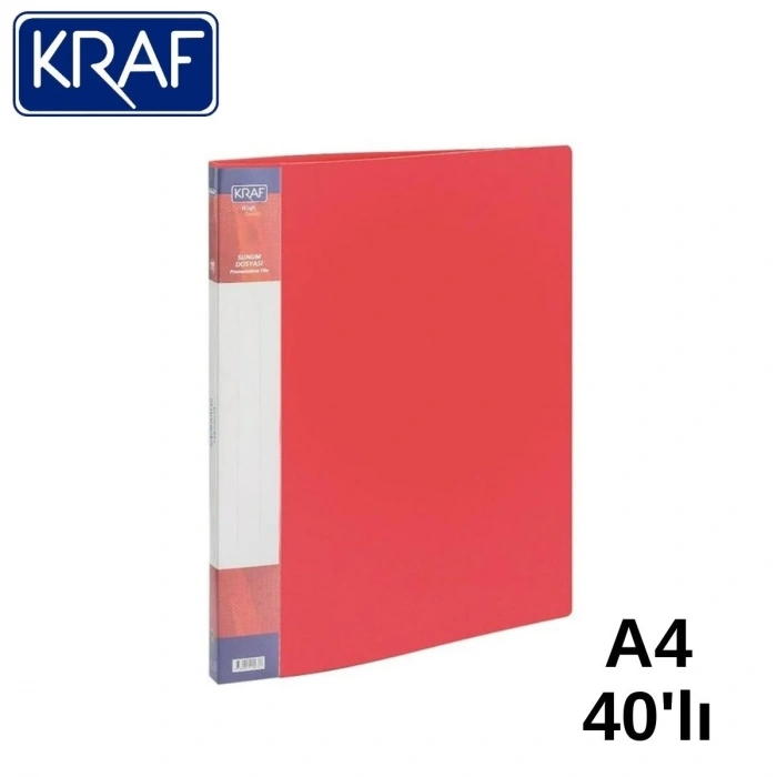 Kraf Sunum Dosyası A4 40lı Kırmızı