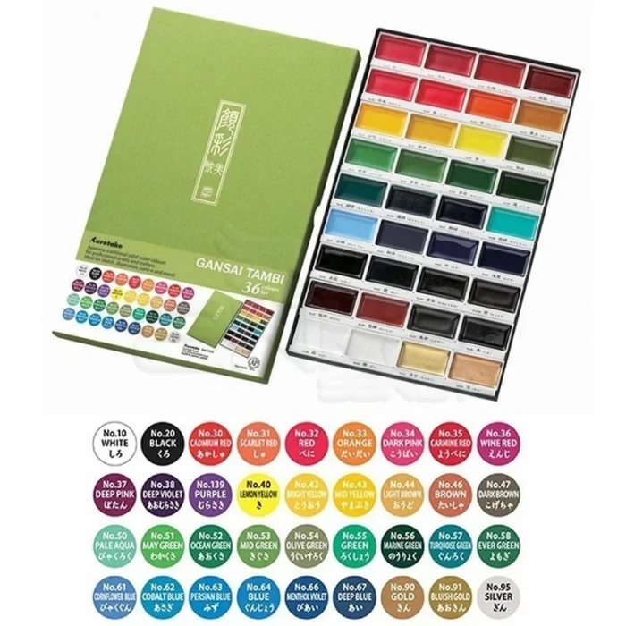 Kuretake Gansai Tambi Sulu Boya Seti 36 Renk