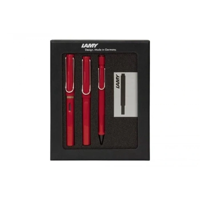 LAMY SAFARI 3LU KALEM SETI DRV SEFFAF K KIRMIZI