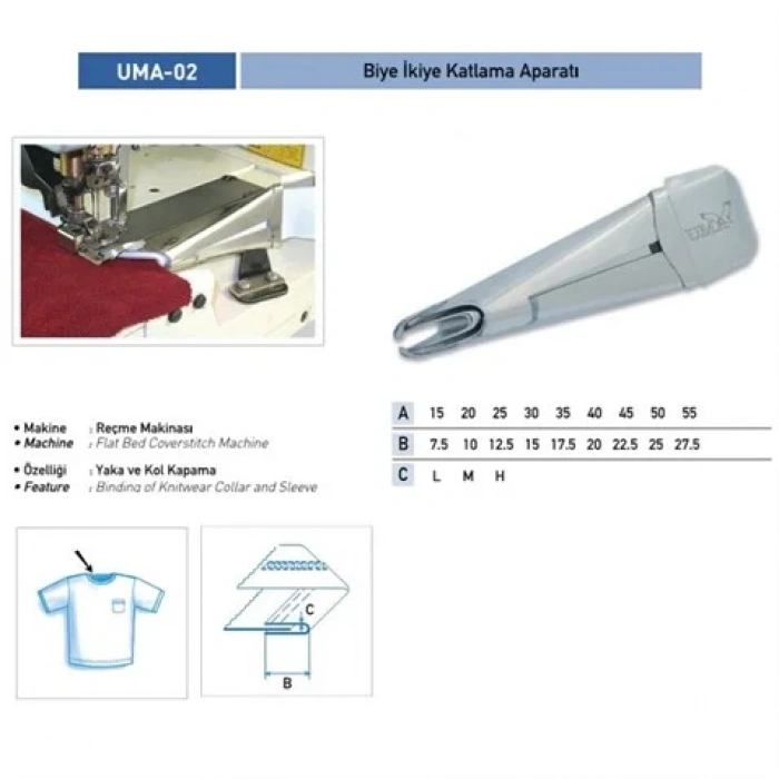 Lastik Biye Katlama Apara 25x12mm / UMA-02