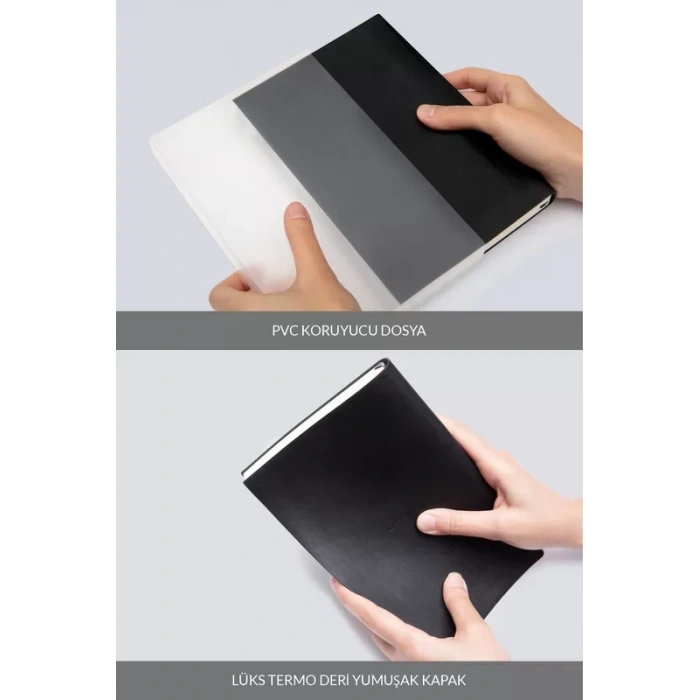 Laton Aina A5 Tarihsiz Planlayıcı Premium Termo Deri Yumuşak Kapak Defter 14x21cm 368 Sayfa Koyu Gri