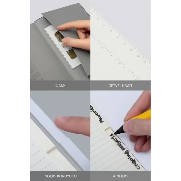 LATON AİNA A5 TARİHSİZ PLANLAYICI PREMİUM TERMO DERİ YUMUŞAK KAPAK DEFTER 14x21cm 368 SAYFA KOYU GRİ