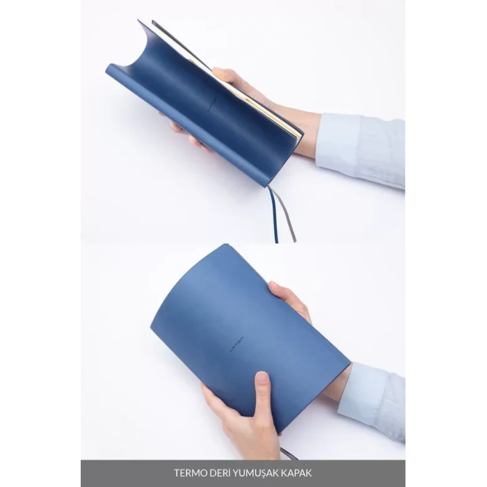 Laton Jaettu B5 Sepra Not Defteri Termo Deri Yumuşak Kapak Defter 18x23cm 192 Yaprak Mavi