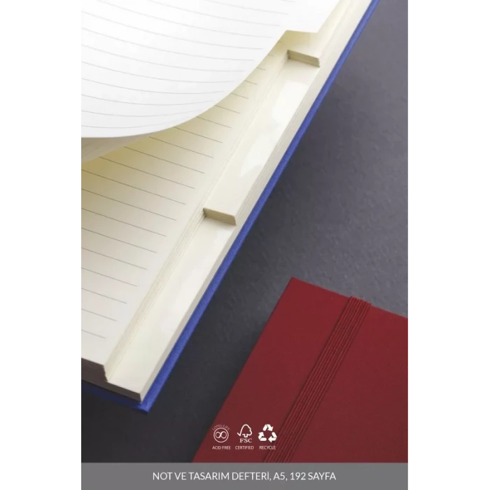 Laton Kolme A5 Not Ve Tasarım Defteri Kumaş Sert Kapak Defter 14x21cm 192 Yaprak Bordo