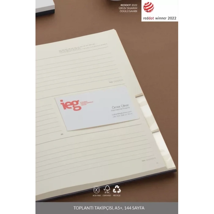 Laton Koppi B5 Tarihsiz Planlayıcı Toplantı Organizatörü Termo Deri Yumuşak Kapak Defter 18x23cm 128 Yaprak Koyu Gri