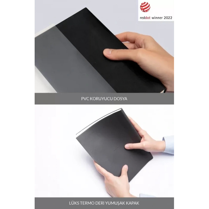 Laton Koppi B5 Tarihsiz Planlayıcı Toplantı Organizatörü Termo Deri Yumuşak Kapak Defter 18x23cm 128 Yaprak Siyah
