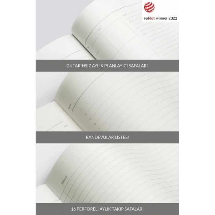 Laton Koppi B5 Tarihsiz Planlayıcı Toplantı Organizatörü Termo Deri Yumuşak Kapak Defter 18x23cm 128 Yaprak Koyu Gri