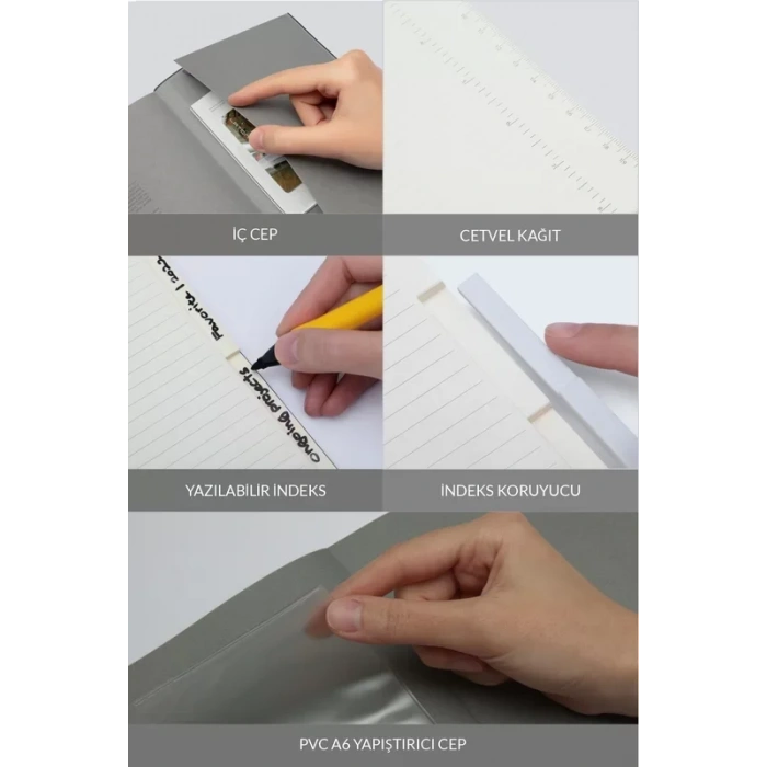 LATON TAVOİTE A5 TARİHSİZ PLANLAYICI KUMAŞ SERT KAPAK DEFTER 14x21cm 256 YAPRAK AÇIK GRİ