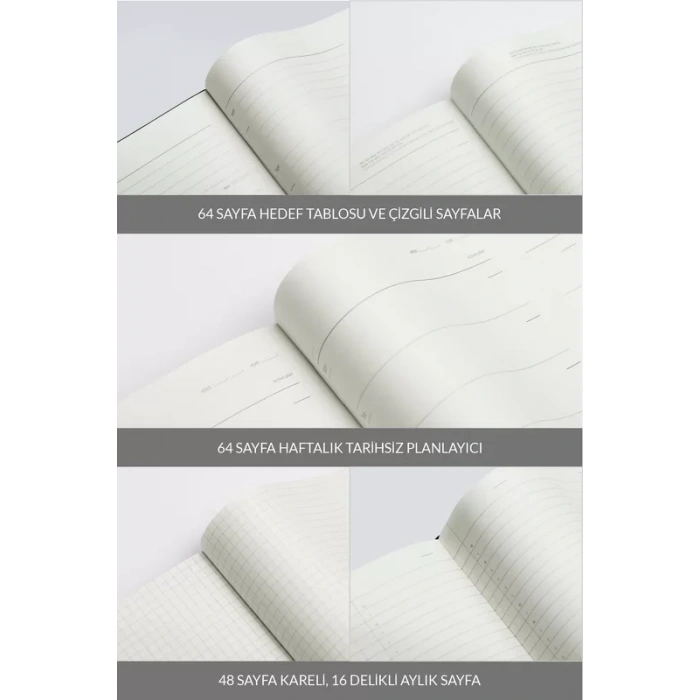 LATON TAVOİTE A5 TARİHSİZ PLANLAYICI TERMO DERİ YUMUŞAK KAPAK DEFTER 14x21cm 256 YAPRAK GRİ