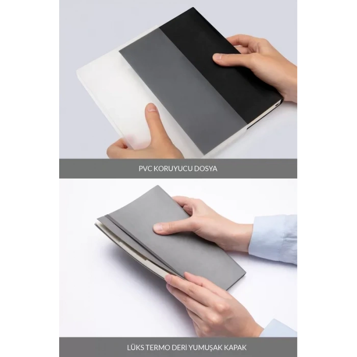 Laton Tavoite A5 Tarihsiz Planlayıcı Termo Deri Yumuşak Kapak Defter 14x21cm 256 Yaprak Koyu Gri