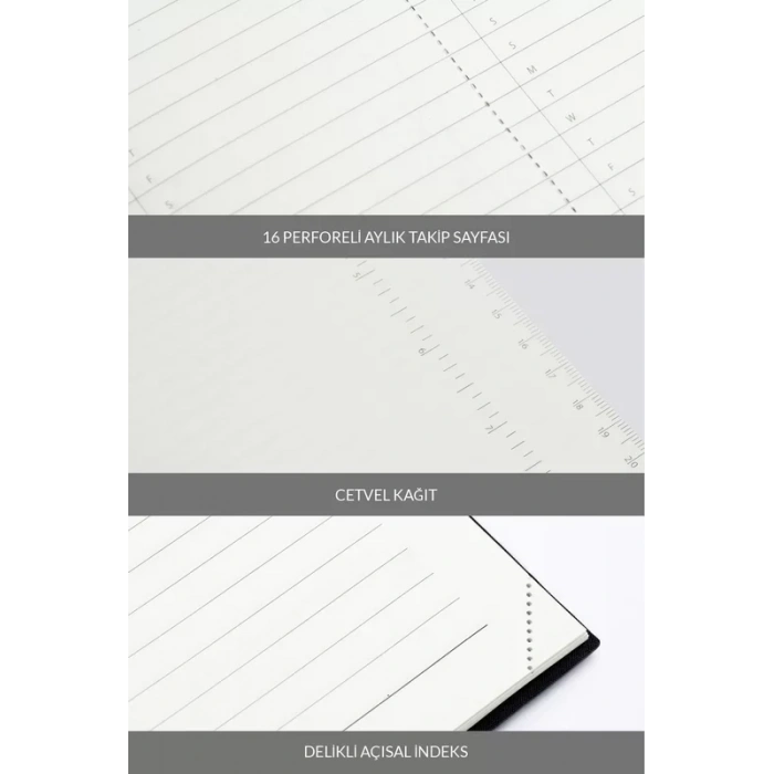 Laton Unelma A5 Tarihsiz Planlayıcı Premium Termo Deri Yumuşak Kapak Defter 14x21cm 160 Yaprak Koyu Gri