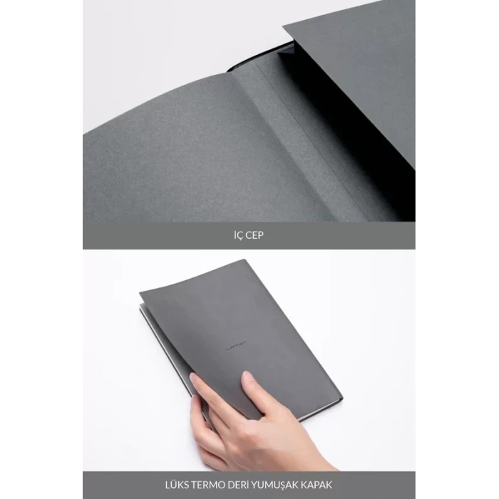 Laton Unelma A5 Tarihsiz Planlayıcı Premium Termo Deri Yumuşak Kapak Defter 14x21cm 160 Yaprak Açık Gri