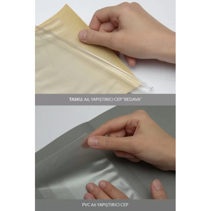 Laton Viilea A5 Premium Termo Deri Yumuşak Kapak Pvc A5 Kaydırıcı Çanta,pvc A6 Yapıştırıcı Cep Defter 14x21cm 96 Sayfa Kahvere